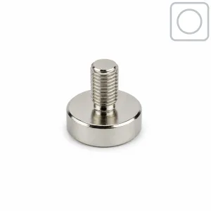 Neodymium potmagneet Ø10 mm draadstift M3 | 2,5 kg (Vernikkeld) | SAV