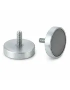 Flat pot magnets of Samarium-Cobalt (SmCo), external thread, galvanised