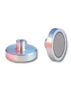 Pot magnets made of NdFeB, steel housing, with threaded bushing, galvanised