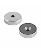 Topfmagnete aus Hartferrit mit Bohrung und Senkung, Edelstahlgehäuse
