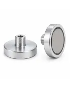 Flat pot magnets of Samarium-Cobalt (SmCo) with threaded bushing, galvanised